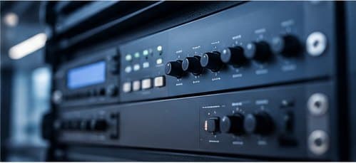 Merkezi seslendirme amplifikatörü ve rack sistemi